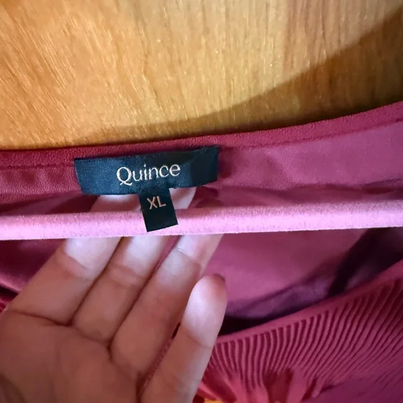 Quince Pleated V-Neck Top in Deep Burgundy - Picture 2 of 3